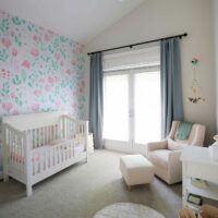 Toddler girl bedroom with vaulted ceiling