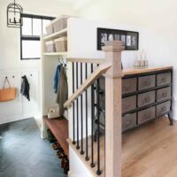 mudroom storage along the stairs