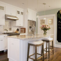 Small white kitchen with island