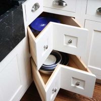 corner drawers in a kitchen cabinet